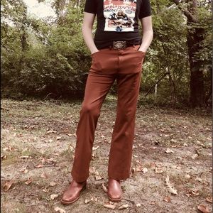 1970s Vintage Burgandy Mens Pants